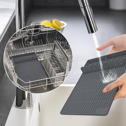 GriddleMATe Silicone Griddle Tool Mat – Heat Resistant Side Shelf Tray for Griddle Accessories, BBQ Tool Organizer (2 pack, gray)
