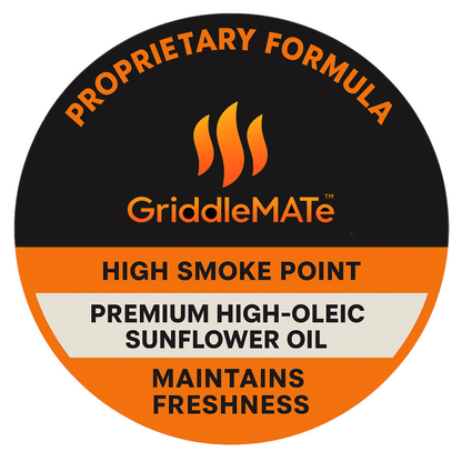 High smoke point seasoning oil from GriddleMATe – ideal for blackstone griddle and cast iron maintenance